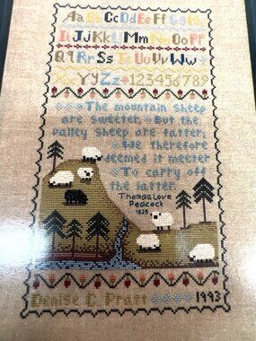 Valley Sheep Cross Stitch Pattern Denise Harrington Pratt 1993 Alphabet Sampler